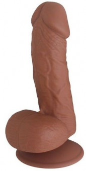 Коричневый фаллоимитатор SEDUCER Ballsy Stud - 16,5 см.