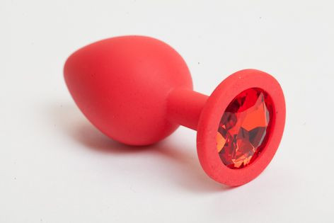 Красная силиконовая пробка с красным кристаллом - 9,5 см., 4sexdreaM