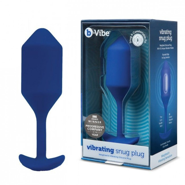 Синяя пробка для ношения с вибрацией Snug Plug 4 - 14 см., b-Vibe Синяя пробка для ношения с вибрацией Snug Plug 4 - 14 см., b-Vibe
