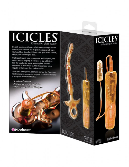 Стеклянный вибратор ICICLES № 15 - 17,1 см., Pipedream