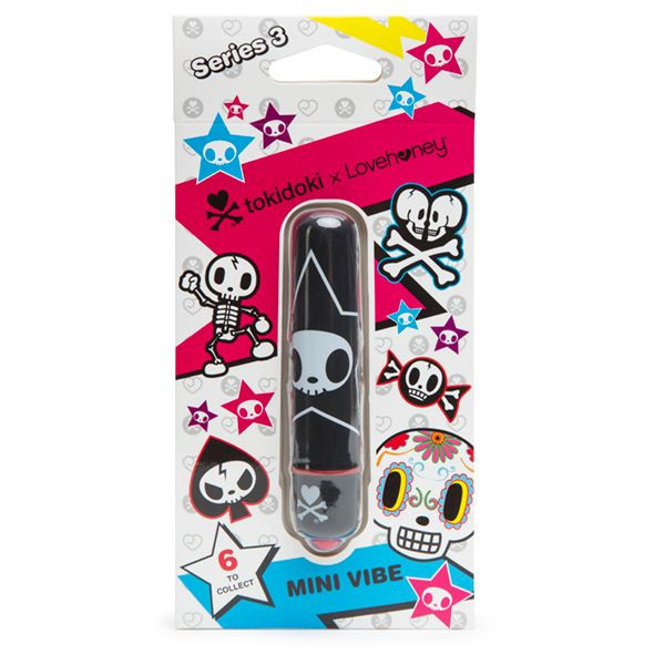 Чёрная вибропуля с черепушкой MINI BULLET VIBRATOR STAR, Tokidoki