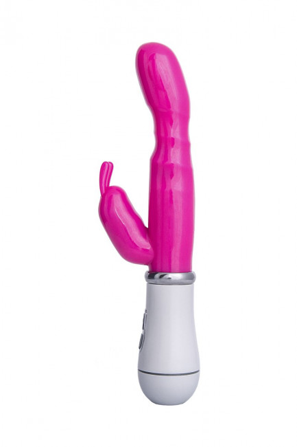 Ярко-розовый вибратор ToyFa A-toys с клиторальным стимулятором - 20 см., A-toys