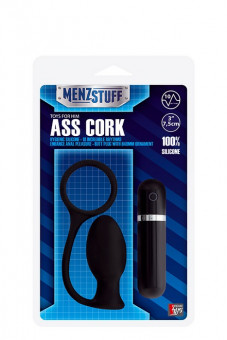 Чёрная вибровтулка MENZSTUFF ASS CORK SMALL - 7,5 см., Dream Toys