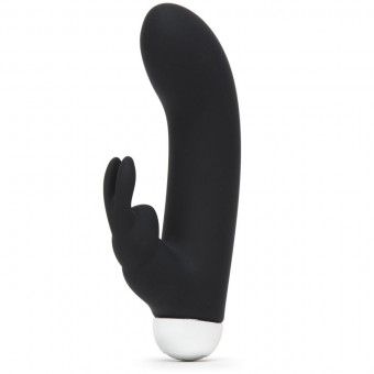 Черный вибратор с клиторальным отростком Greedy Girl Mini Rabbit Vibrator - 14 см., Fifty Shades of Grey