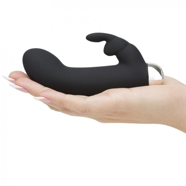 Черный вибратор с клиторальным отростком Greedy Girl Mini Rabbit Vibrator - 14 см., Fifty Shades of Grey