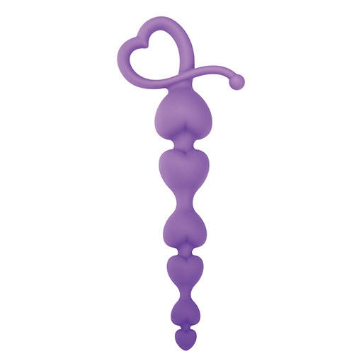 Фиолетовая анальная цепочка с звеньями-сердечками HEARTY ANAL WAND SILICONE - 18 см., Toyz4lovers