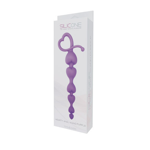 Фиолетовая анальная цепочка с звеньями-сердечками HEARTY ANAL WAND SILICONE - 18 см., Toyz4lovers