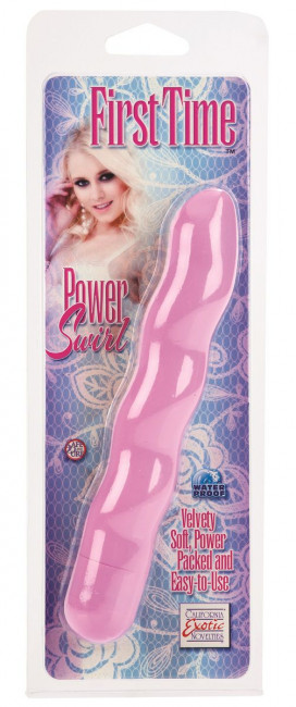 Розовый вибромассажер с волнами FIRST TIME  POWER SWIRL - 15,25 см., California Exotic Novelties
