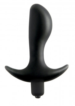 Чёрная анальная вибропробка с широким основанием Vibrating Perfect Plug - 12,5 см., Pipedream