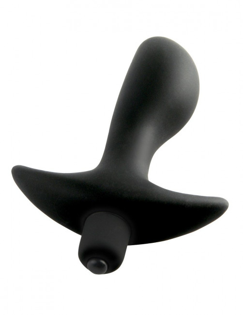 Чёрная анальная вибропробка с широким основанием Vibrating Perfect Plug - 12,5 см., Pipedream