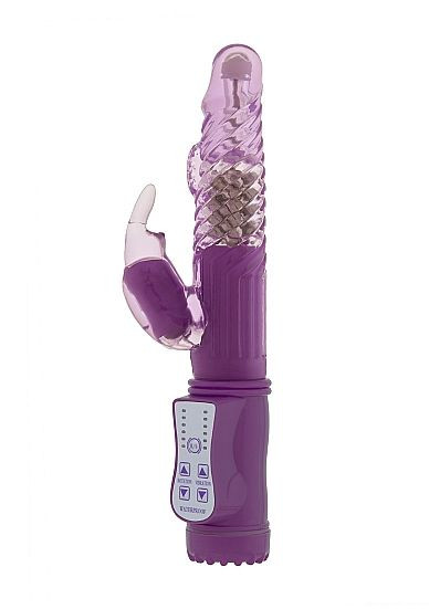 Фиолетовый вибратор Vibrating Rabbit с клиторальным отростком - 22 см., Shots Media BV