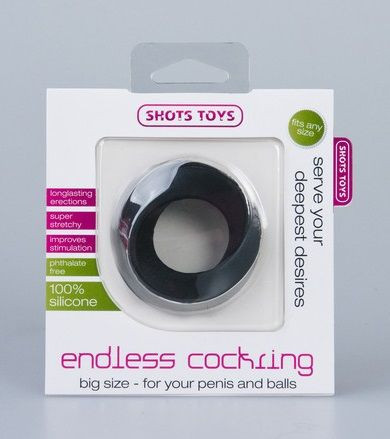 Чёрное эрекционное кольцо Endless Cockring Big на мошонку, Shots Media BV