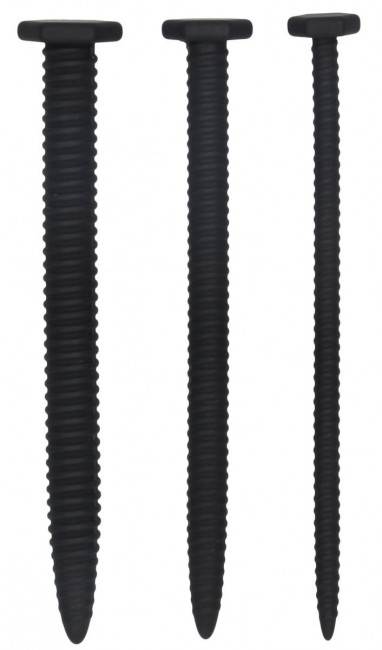 Набор из 3 черных стимуляторов уретры Silicone Screw Plug Set Набор из 3 черных стимуляторов уретры Silicone Screw Plug Set