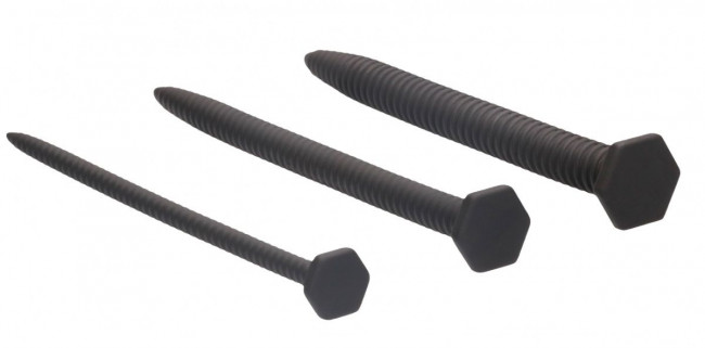 Набор из 3 черных стимуляторов уретры Silicone Screw Plug Set Набор из 3 черных стимуляторов уретры Silicone Screw Plug Set