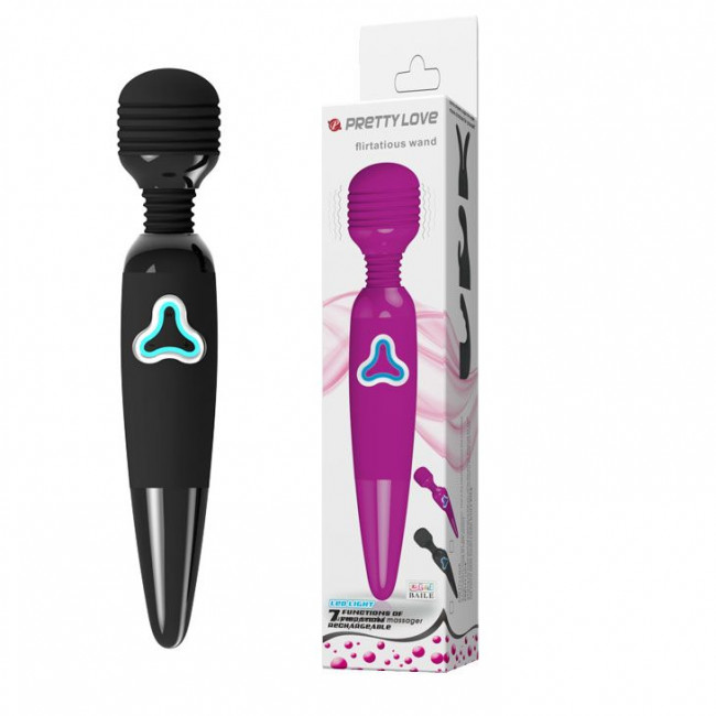 Чёрный вибромассажер Flirtatious Wand - 25 см., Baile