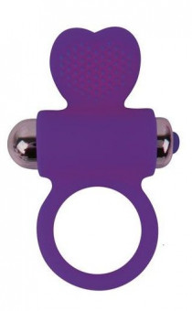 Фиолетовое эрекционное виброкольцо с сердечком, Bior toys