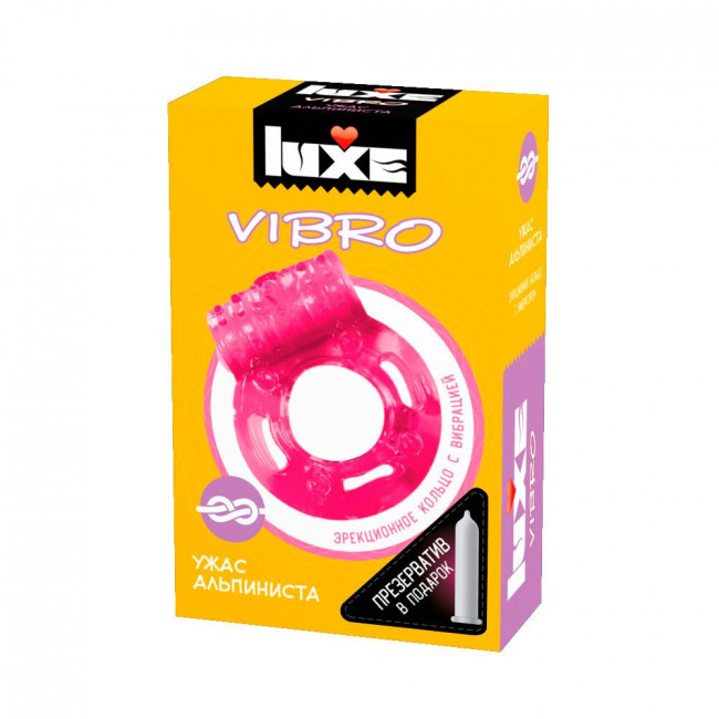 Розовое эрекционное виброкольцо Luxe VIBRO "Ужас Альпиниста" + презерватив, Luxe Розовое эрекционное виброкольцо Luxe VIBRO "Ужас Альпиниста" + презерватив, Luxe