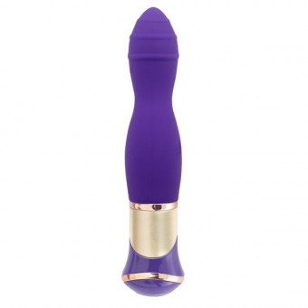 Фиолетовый вибратор с ротацией ECSTASY Deluxe Rippled Vibe - 20 см.