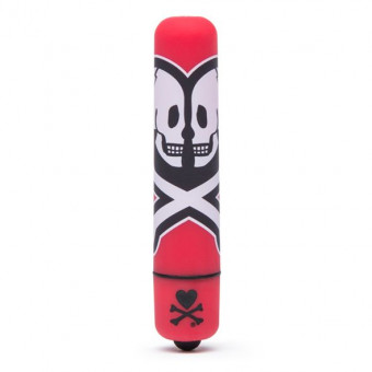 Красная вибропуля с 2 черепами MINI BULLET VIBRATOR DEATH DO US, Tokidoki