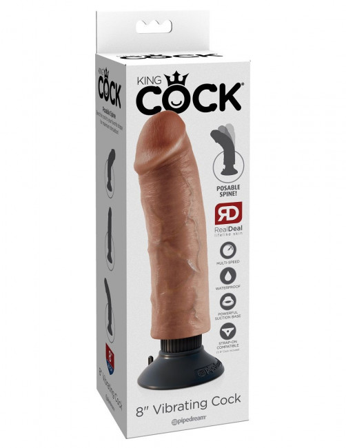 Кофейный вибратор со съемной присоской 8" Vibrating Cock - 21,6 см., Pipedream Кофейный вибратор со съемной присоской 8" Vibrating Cock - 21,6 см., Pipedream