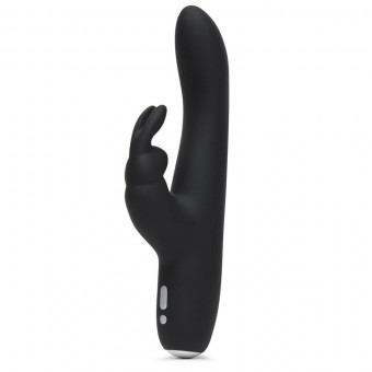 Черный вибратор с клиторальным отростком Greedy Girl Slimline Rabbit Vibrator - 22,8 см., Fifty Shades of Grey