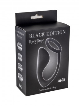 Чёрное эрекционное кольцо с анальной пробкой Button Anal Plug, Lola toys