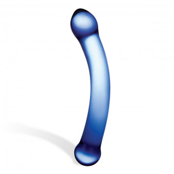 Синий изогнутый фаллоимитатор Curved G-Spot Glass Dildo - 16 см., Glas