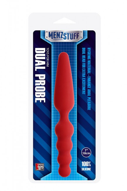 Массажер для анальной стимуляции MENZSTUFF DUAL PROBE RED - 18 см., Dream Toys