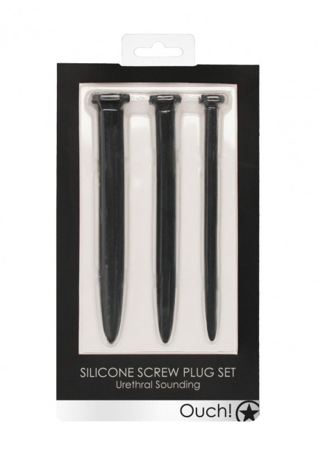 Набор из 3 гладких стимуляторов уретры Silicone Rugged Nail Plug Set
