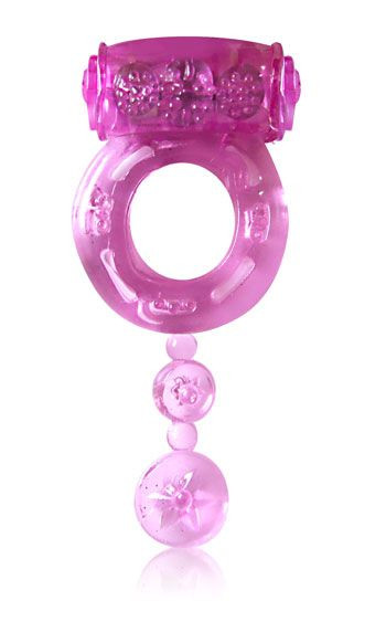 Розовое эрекционное виброкольцо с хвостиком, Bior toys