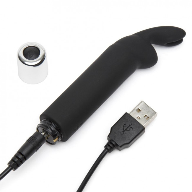 Черный мини-вибратор Greedy Girl Bullet Rabbit Vibrator - 12,7 см., Fifty Shades of Grey