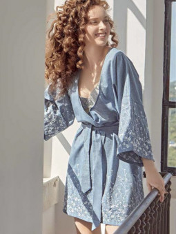 Изящный женский коротенький халатик с длинным рукавом, Infiore