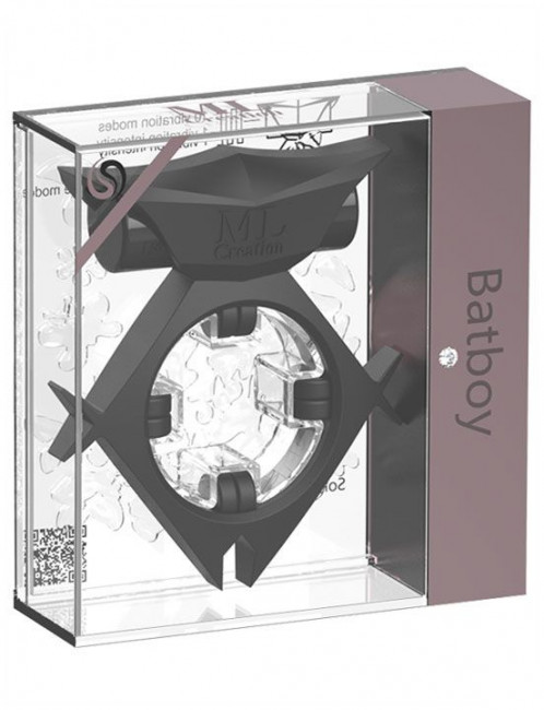 Черное эрекционное виброкольцо Batboy Ring