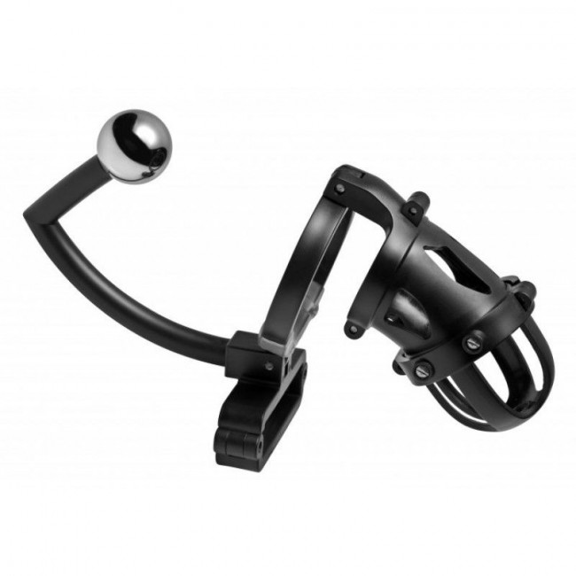 Пояс верности Oppressor Male Confinement Chastity Cage with Ball Clamp and Anal Hook, O-Products