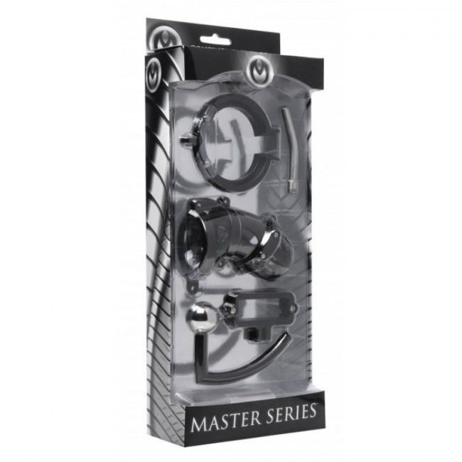 Пояс верности Oppressor Male Confinement Chastity Cage with Ball Clamp and Anal Hook, O-Products