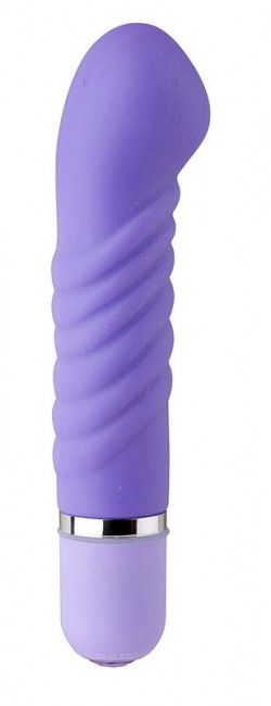 Фиолетовый мини-вибратор с увеличенной головкой и рёбрами NEON FANTASY STICK PURPLE - 11 см., Dream Toys