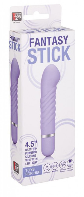 Фиолетовый мини-вибратор с увеличенной головкой и рёбрами NEON FANTASY STICK PURPLE - 11 см., Dream Toys