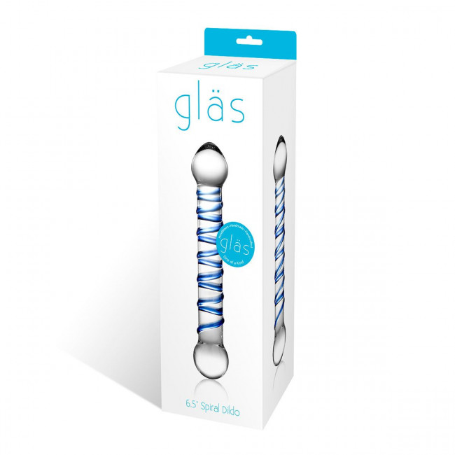 Прозрачный фаллос с голубой спиралью Spiral Dildo - 17 см., Glas Прозрачный фаллос с голубой спиралью Spiral Dildo - 17 см., Glas