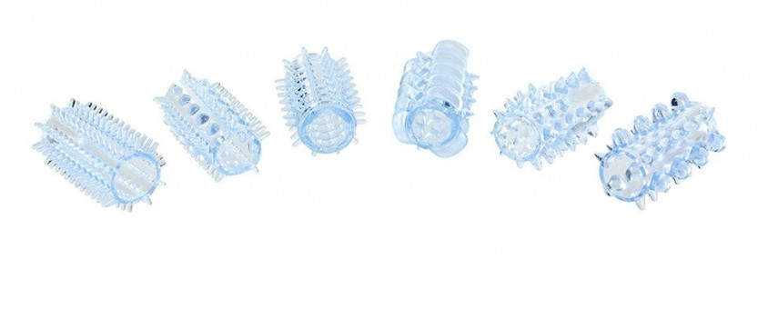 Набор из 6 голубых насадок на пенис POWER PENIS SLEEVE SET, Toy Joy