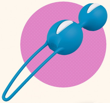 Ярко-голубые вагинальные шарики Smartballs Duo, Fun Factory