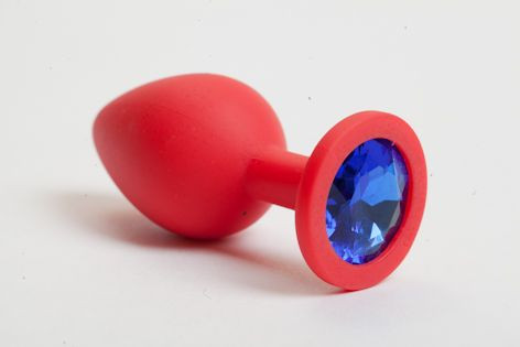 Красная силиконовая пробка с синим кристаллом - 9,5 см., 4sexdreaM