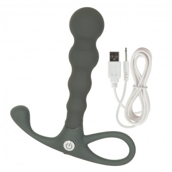 Серый анальный вибромассажер EMBRACE BEADED PROBE GREY, California Exotic Novelties