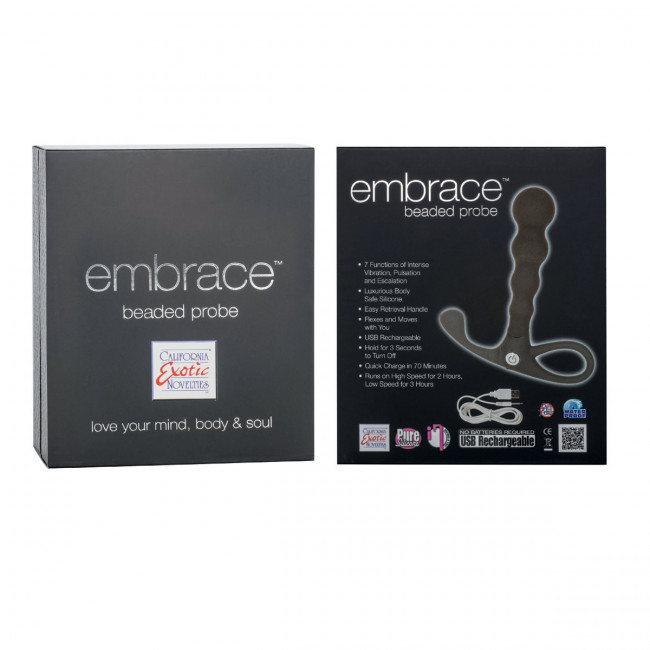 Серый анальный вибромассажер EMBRACE BEADED PROBE GREY, California Exotic Novelties