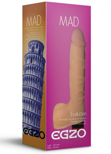 Телесный реалистичный мультискоростной вибратор Mad Tower - 22,5 см., EGZO Телесный реалистичный мультискоростной вибратор Mad Tower - 22,5 см., EGZO