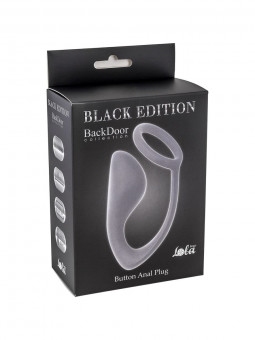 Серое эрекционное кольцо с анальной пробкой Button Anal Plug, Lola toys