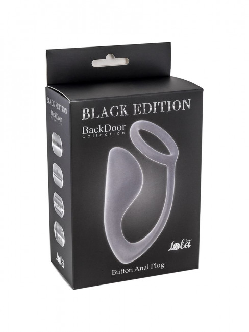 Серое эрекционное кольцо с анальной пробкой Button Anal Plug, Lola toys Серое эрекционное кольцо с анальной пробкой Button Anal Plug, Lola toys