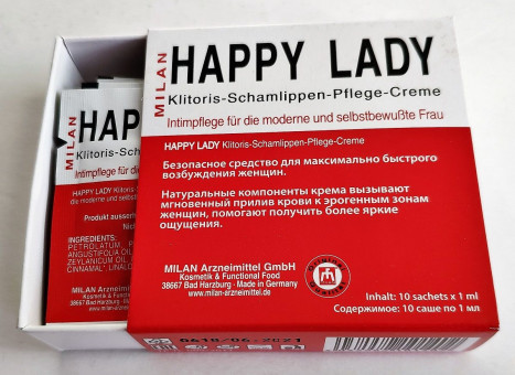 Набор из 10 пробников крема для усиления возбуждения у женщины Happy Lady, Milan Arzneimittel GmbH