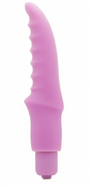 Розовый вибратор Scallop Bullet Pink с рёбрышками - 14 см., Shots Media BV
