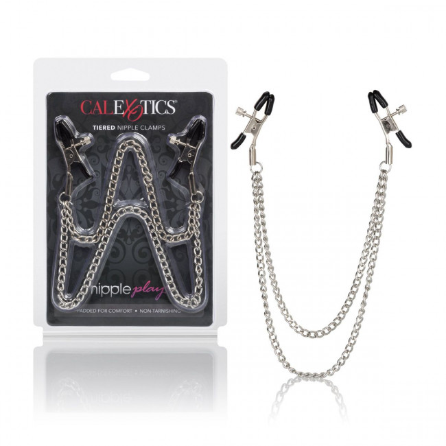 Зажимы на соски с цепочкой Tiered Nipple Clamps, California Exotic Novelties