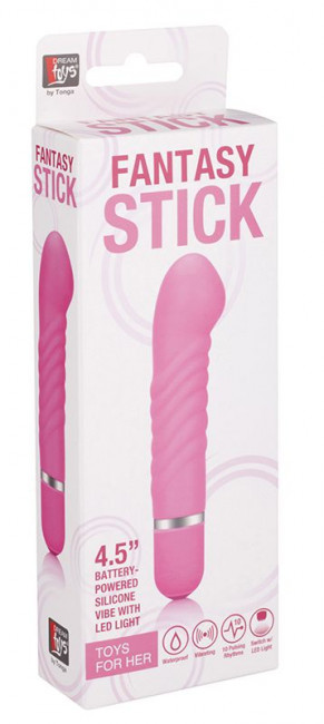 Розовый мини-вибратор с увеличенной головкой и рёбрами NEON FANTASY STICK PINK - 11 см., Dream Toys Розовый мини-вибратор с увеличенной головкой и рёбрами NEON FANTASY STICK PINK - 11 см., Dream Toys